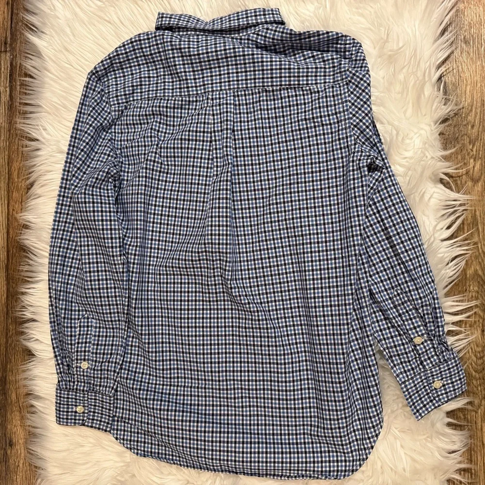 Ralph Lauren Navy Checkered Button Down‎ Shirt Boys Size Large 14/16